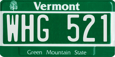 VT license plate WHG521