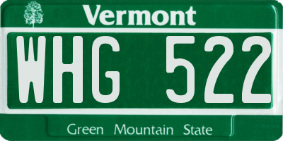 VT license plate WHG522