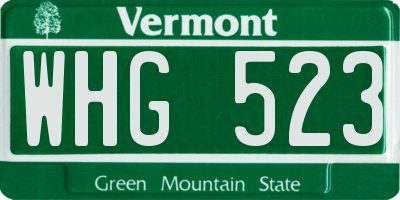 VT license plate WHG523
