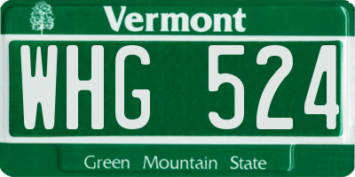 VT license plate WHG524