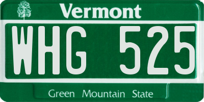 VT license plate WHG525