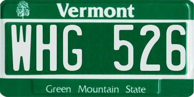 VT license plate WHG526