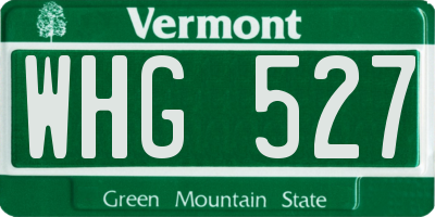VT license plate WHG527