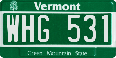 VT license plate WHG531