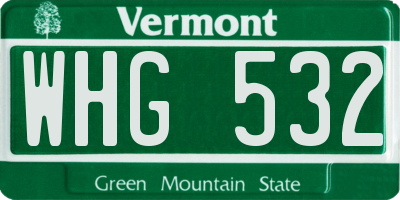 VT license plate WHG532