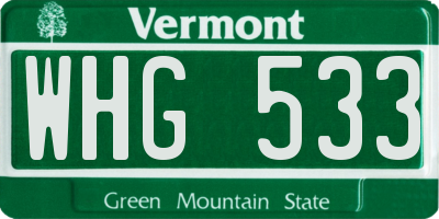 VT license plate WHG533