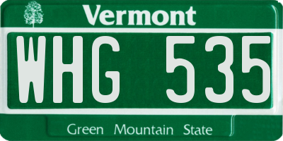 VT license plate WHG535