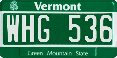VT license plate WHG536