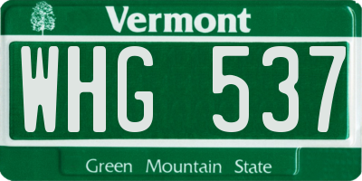 VT license plate WHG537