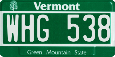 VT license plate WHG538