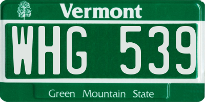VT license plate WHG539