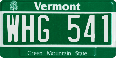 VT license plate WHG541