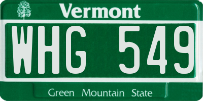 VT license plate WHG549