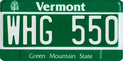 VT license plate WHG550
