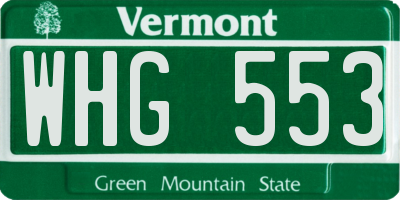 VT license plate WHG553