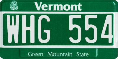 VT license plate WHG554