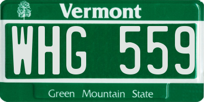 VT license plate WHG559