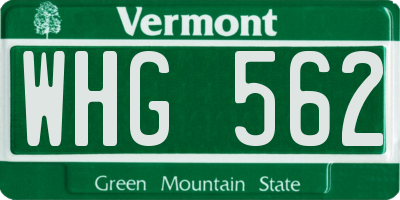 VT license plate WHG562