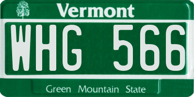 VT license plate WHG566