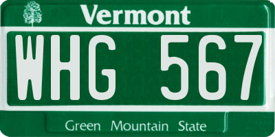 VT license plate WHG567