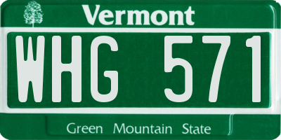 VT license plate WHG571
