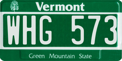 VT license plate WHG573