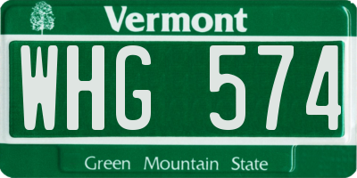 VT license plate WHG574