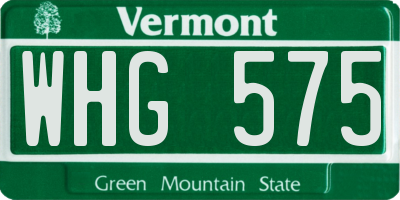 VT license plate WHG575