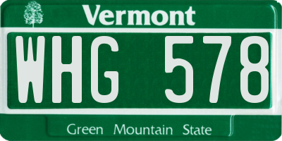 VT license plate WHG578