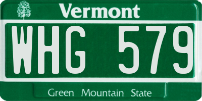 VT license plate WHG579