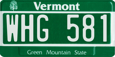 VT license plate WHG581