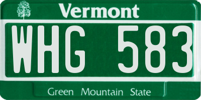 VT license plate WHG583