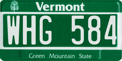 VT license plate WHG584