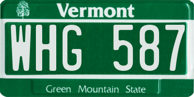 VT license plate WHG587