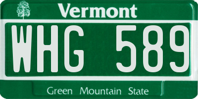 VT license plate WHG589