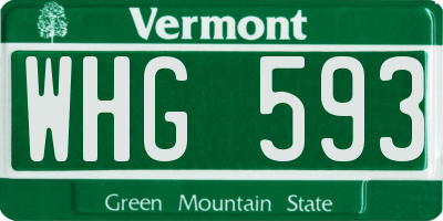 VT license plate WHG593