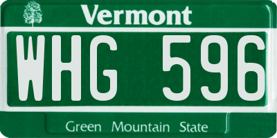 VT license plate WHG596