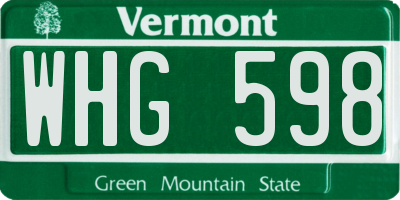 VT license plate WHG598