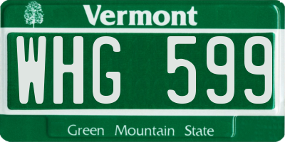 VT license plate WHG599