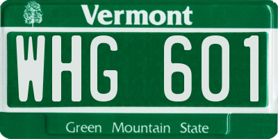VT license plate WHG601