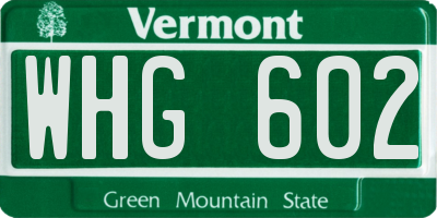 VT license plate WHG602