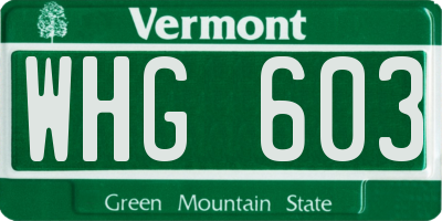 VT license plate WHG603