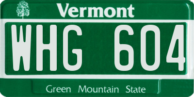 VT license plate WHG604