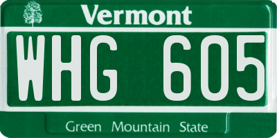 VT license plate WHG605