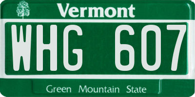 VT license plate WHG607
