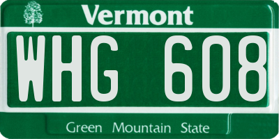 VT license plate WHG608