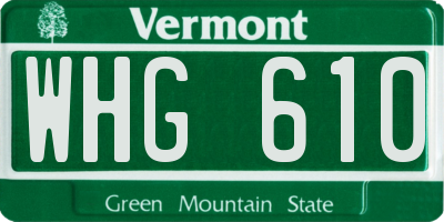 VT license plate WHG610