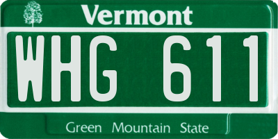 VT license plate WHG611