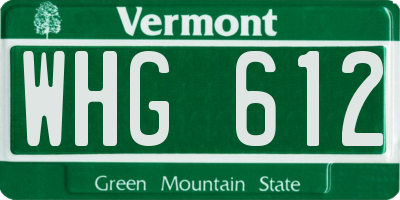 VT license plate WHG612