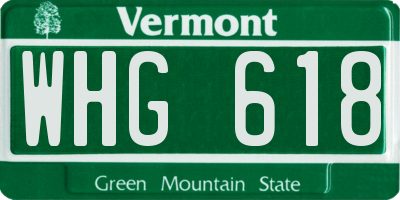 VT license plate WHG618